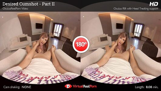 Grab your favorite VR headset now and enjoy a sensual blowjob from the one and only Irina Vega. Watch in awe as this all-natural beauty uses her body to satisfy your sexual desires. With cock ring perfectly in place, Irina starts with a gentle handjob. She then put your shaft between her perky breasts. After teasing you with her playful eyes, Irina starts to blow your stuff. You can feel the tightness of her mouth gripping your shaft as she slides it in and out of her mouth. The seemingly endless barrage of stimulation continues until you release your load into her tiny mouth. VR Porn video starring Fenyx Santos and Irina Vega. (Video duration: 08:10 min)