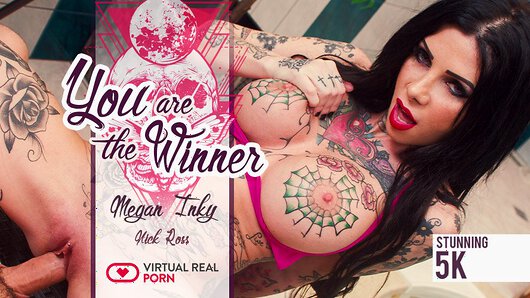 European Pornstar Megan Inky has your prize... An anal in Virtual Reality so hot you won't believe it! European Megan Inky, green-eyed and dark haired, is having a shag draw on her Twitter and you've been lucky enough to be the winner, among hundreds of participants. Which means you are going to fuck the porn actress you've been having wanks with, for years. Not only that, she's up for whatever you want. And when we say everything, we mean fucking her from rear, just as she likes it, and cumming all over her body and her amazing boobs. Most important, don't waste a drop of your cumshot, she'll be happy to play with it. That's all, enjoy your prize! You can enjoy it in 5K if you have Oculus Rift, HTC Vive or Windows Mixed Reality! You can also watch this amazing scene in 4K 180 degrees FOV for Smartphone Cardboard, Samsung Gear VR and PSVR. Don't forget our awesome Binaural Sound and live the best immersive experience in VR! (Video duration: 35:50 min)
