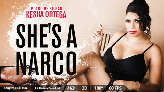 You've been hooked on Narcos and watched the whole series on Netflix, but we can tell you this is a totally different level. Not only because it is in Virtual Reality, not even because it's starring hot latin Kesha Ortega instead of a couple of guys with a moustache. Just because this curvy pornstar is gonna fuck you as never before. You'll get in a coke dealer's shoes who's visiting his boss at prison. Problem is when she's not happy with the quality of the drugs you're bringing and she decides you're gonna pay it... with sex. You can never say no to the patrona, so you'll need to give the best of you so she has a great orgasm. And maybe, just maybe, this time, you'll get her to spare your life.