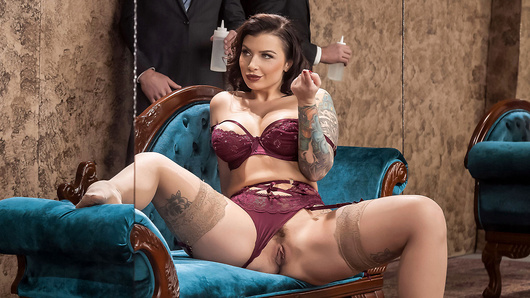 Ivy Lebelle is stunning in lingerie as she poses sexily in her chaise lounge. The dapper-looking Charles Dera can only stand by and watch for so long before he oils up her body, and gives Ivy the good, hard fucking she's been craving. (Video duration: 35 min)