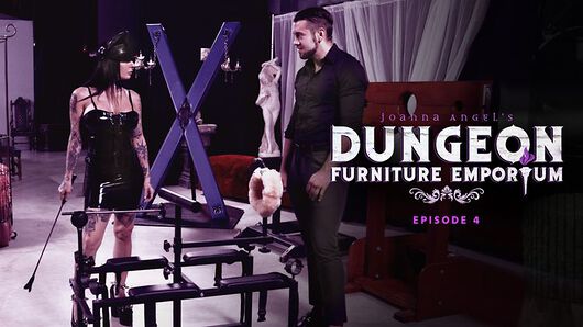 Furniture collector Dante Colle is back at Joanna Angel's Dungeon Furniture Emporium to look around. When Joanna approaches him, demanding to know why he's returned, he drops a bomb on her, telling her that his real name is Frank, a name that Joanna knows very well, since it's that of her fiercest competitor in the furniture business! Joanna's shocked, but Frank insists that he's only there to assure Joanna that there are no hard feelings. He loves the passion she has for her business and he's been trying to expand his brand to include more items like the selection that Joanna offers. In fact, he's been hanging around the emporium lately to get inspiration. But he confesses to Joanna that he still doesn't GET most of her furniture. Joanna gets a determined look in her eyes and tells Frank to follow her into a private room. A few moments later, Frank has his arms and head strapped into a piece of furniture. But he's still puzzled. How is this furniture PRACTICAL?? Joanna decides to show, rather than tell, slipping her clothes off and revealing her luscious body. Joanna unstraps Frank, eager to demonstrate all of her emporium's offerings. It's safe to say that Frank is VERY impressed by Joanna's UNIQUE approach to customer service! Burning Angel video starring Joanna Angel and Dante Colle. (Video duration: 34:13)